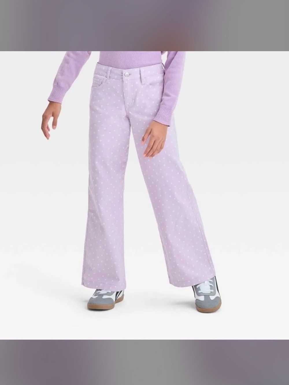Art Class Girls' Wide Leg Stretch Canvas Pants - Lavender Size 12